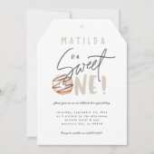 ドーナツ甘い1歳の誕生日パーティの招待状 案内状 (正面)