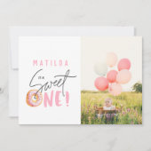 ドーナツ甘い1歳の誕生日パーティの招待状 案内状 (正面)