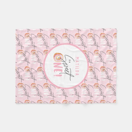 ドーナツ甘い1歳の誕生日パーティーの衣装 フリースブランケット (正面(横))