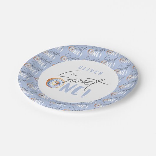 ドーナツ甘い1歳の誕生日パーティーの衣装 ペーパープレート (アングル)