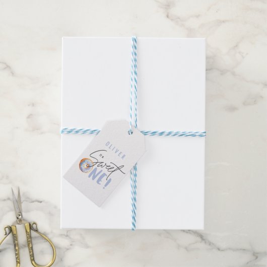 ドーナツ甘い1歳の誕生日パーティー ギフトタグ (より糸付き)