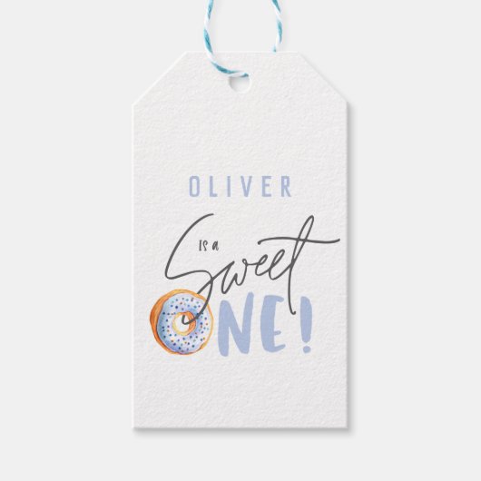 ドーナツ甘い1歳の誕生日パーティー ギフトタグ (正面)