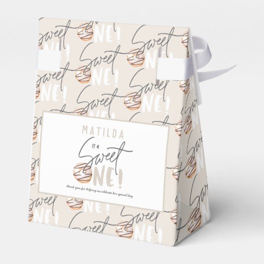 ドーナツ甘い1歳の誕生日パーティー フェイバーボックス (裏面サイド)