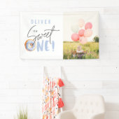 ドーナツ甘い1歳の誕生日パーティー 横断幕 (インサイチュ)