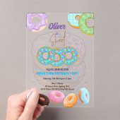 ドーナツ甘い3歳の誕生日の男の子 アクリル招待状 (インサイチュ (ポータブル))