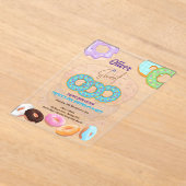 ドーナツ甘い3歳の誕生日の男の子 アクリル招待状 (レイダウン)