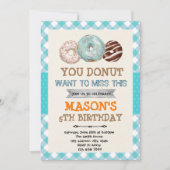 ドーナツ男の子のテーマのパーティーの誕生日の招待 招待状 (正面)