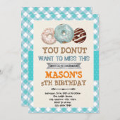 ドーナツ男の子のテーマのパーティーの誕生日の招待 招待状 (正面/裏面)