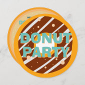 ドーナツ男女兼用パーティーany age子供の誕生日 招待状 (正面/裏面)