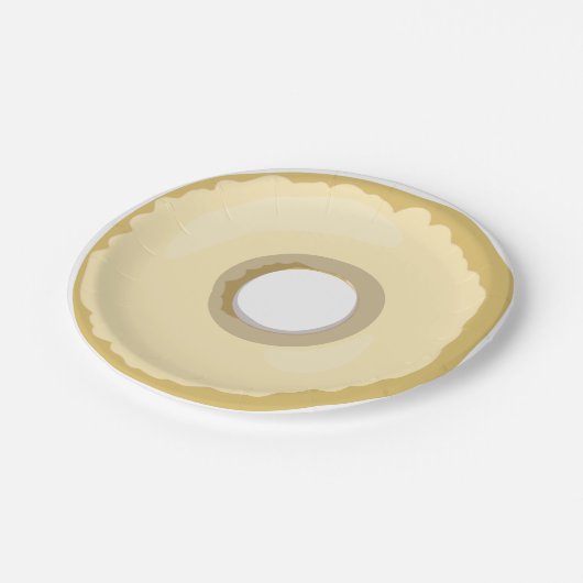 ドーナツ紙プレートイエロークリームドーナツパーティー ペーパープレート (アングル)