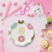 ドーナツ紙プレートピンク誕生日シャワードーナツ ペーパープレート (パーティー)