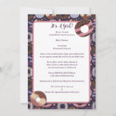 ドーナツ紫色のベビーガールシャワー 招待状 (正面)