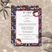 ドーナツ紫色のベビーガールシャワー 招待状