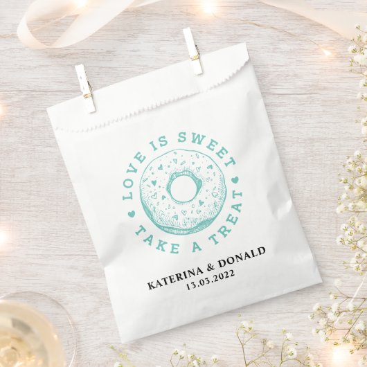 ドーナツ結婚式の引き出物バッグ フェイバーバッグ (クリップ留めされた状態)