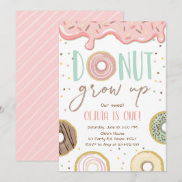 ドーナツ育ちピンクのドーナツ娘誕生パーティー 招待状