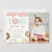 ドーナツ育ちピンクのドーナツ娘誕生パーティー 招待状 (正面)