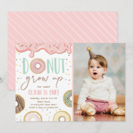 ドーナツ育ちピンクのドーナツ娘誕生パーティー 招待状
