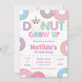 ドーナツ育てユニコーン誕生日招待状女の子 招待状 (正面)