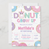 ドーナツ育てユニコーン誕生日招待状女の子 招待状 (正面)