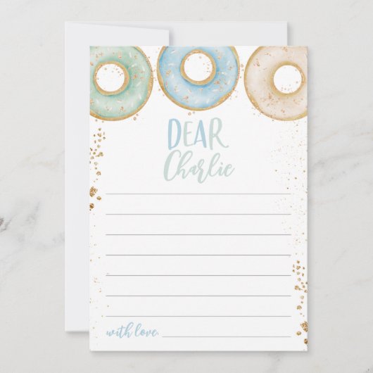 ドーナツ育て1歳の誕生日タイムカプセルノートブルー サンキューカード (正面)