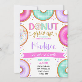 ドーナツ育カラフル成誕生日招待状 招待状