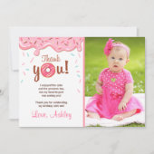 ドーナツ誕生会ドーナツサンキューカードの女の子 サンキューカード (正面)
