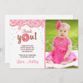 ドーナツ誕生会ドーナツサンキューカードの女の子 サンキューカード (正面/裏面)
