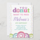 ドーナツ誕生日の招待状 招待状 (正面)
