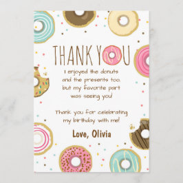 ドーナツ誕生日サンキューカードピンクガールドーナツ サンキューカード
