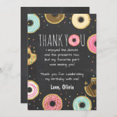 ドーナツ誕生日サンキューカードピンクガールドーナツ 招待状 (正面/裏面)