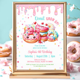 ドーナツ誕生日スウィートキュートピンクガールカラフルズ 招待状