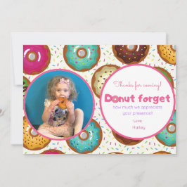 ドーナツ誕生日パーティーの写真付き感謝カード サンキューカード