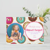 ドーナツ誕生日パーティーの写真付き感謝カード サンキューカード (スタンド正面)