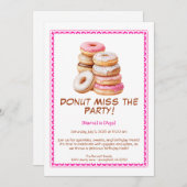 ドーナツ誕生日パーティーの招待カラフル- & おもしろい 招待状 (正面/裏面)