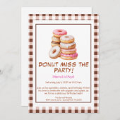 ドーナツ誕生日パーティーの招待カラフル- & おもしろい 招待状 (正面/裏面)