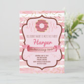 ドーナツ誕生日パーティーへの女の子招待 招待状 (スタンド正面)