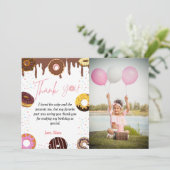 ドーナツ誕生日パーティーテーマ誕生日サンキューカード 招待状 (スタンド正面)