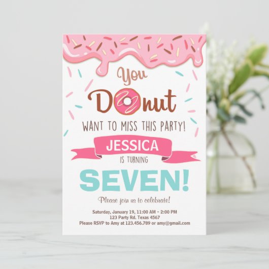 ドーナツ誕生日パーティー招待ドーナツパーティー 招待状 (スタンド正面)
