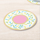 ドーナツ誕生日パーティー ラウンドペーパーコースター (アングル)