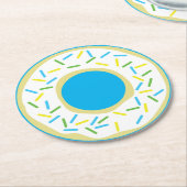 ドーナツ誕生日パーティー ラウンドペーパーコースター (アングル)