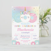 ドーナツ誕生日パーティーUnicornドーナツ 招待状 (スタンド正面)