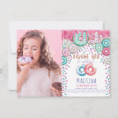 ドーナツ誕生日フォトスプレイカラフルルズ 招待状 (正面)