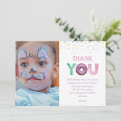 ドーナツ誕生日写真 サンキューカード (スタンド正面)