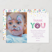 ドーナツ誕生日写真 サンキューカード (正面/裏面)