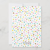 ドーナツ誕生日招待状スプリンクル金ゴールドピンクティール(緑がかった色) 招待状 (裏面)