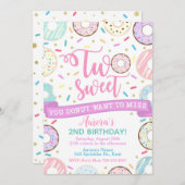 ドーナツ誕生日招待状トゥースイーツパーティー 招待状 (正面/裏面)