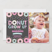 ドーナツ誕生日招待状ドーナツ成長パーティー 招待状 (正面)