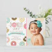 ドーナツ誕生日招待状ドーナツ成長パーティー 招待状 (スタンド正面)