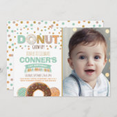 ドーナツ誕生日招待状ドーナツ成長パーティー 招待状 (正面/裏面)