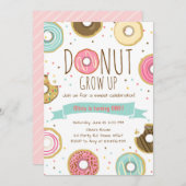 ドーナツ誕生日招待状ドーナツ成長パーティー 招待状 (正面/裏面)